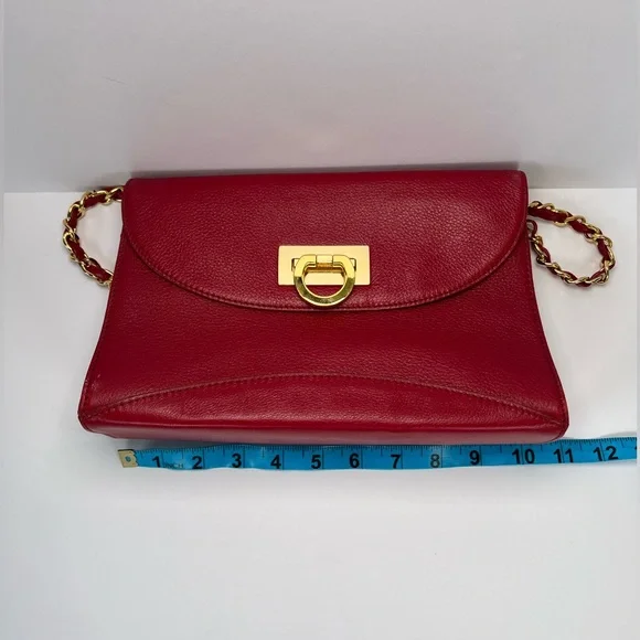 Kate Landry Shoulder Bag w/ Chain Strap - red/gold - Picture 13 of 15
